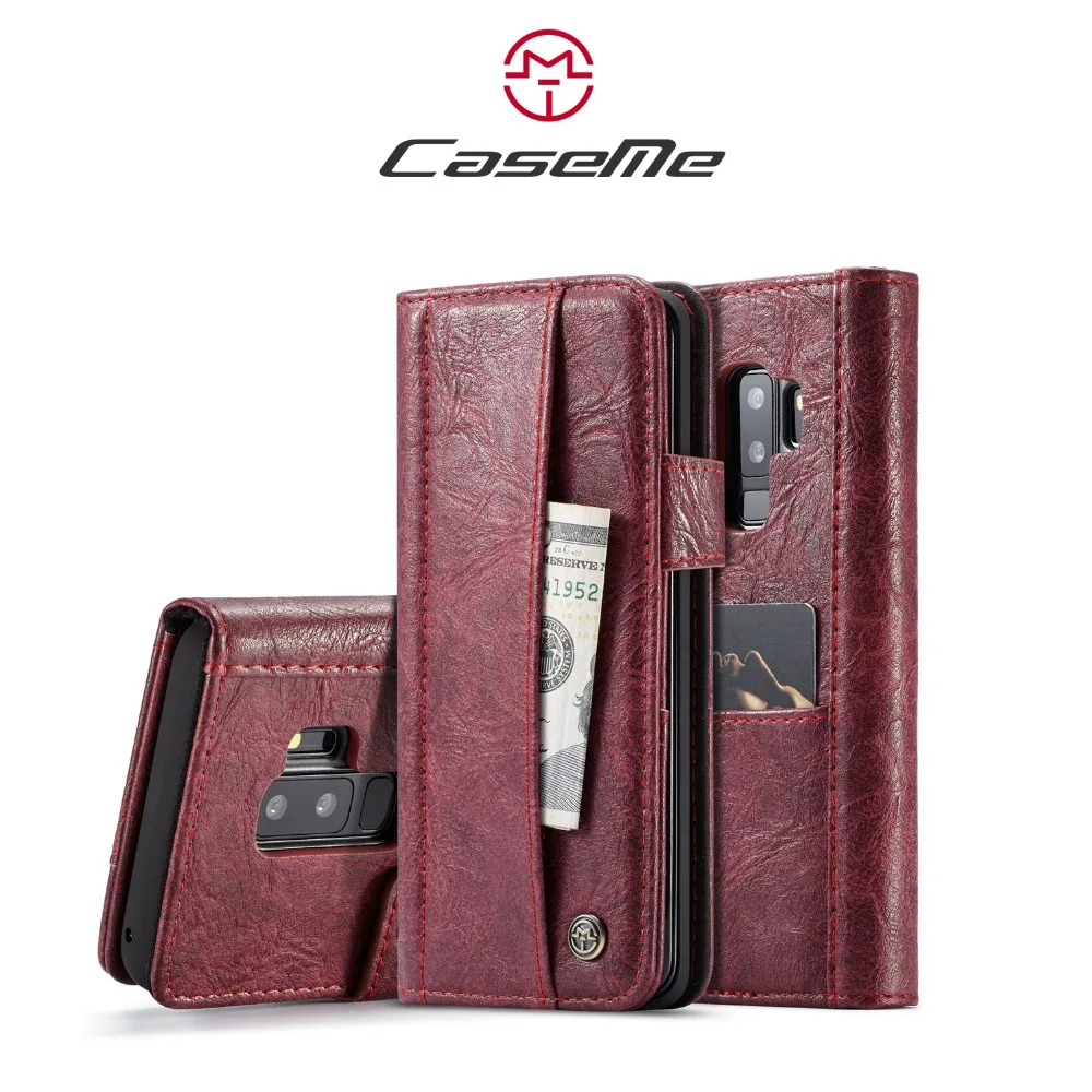 

Card Slots Leather Case For Samsung S9 Plus Case For Samsung S9 Cover CaseMe Magnet Back Cover