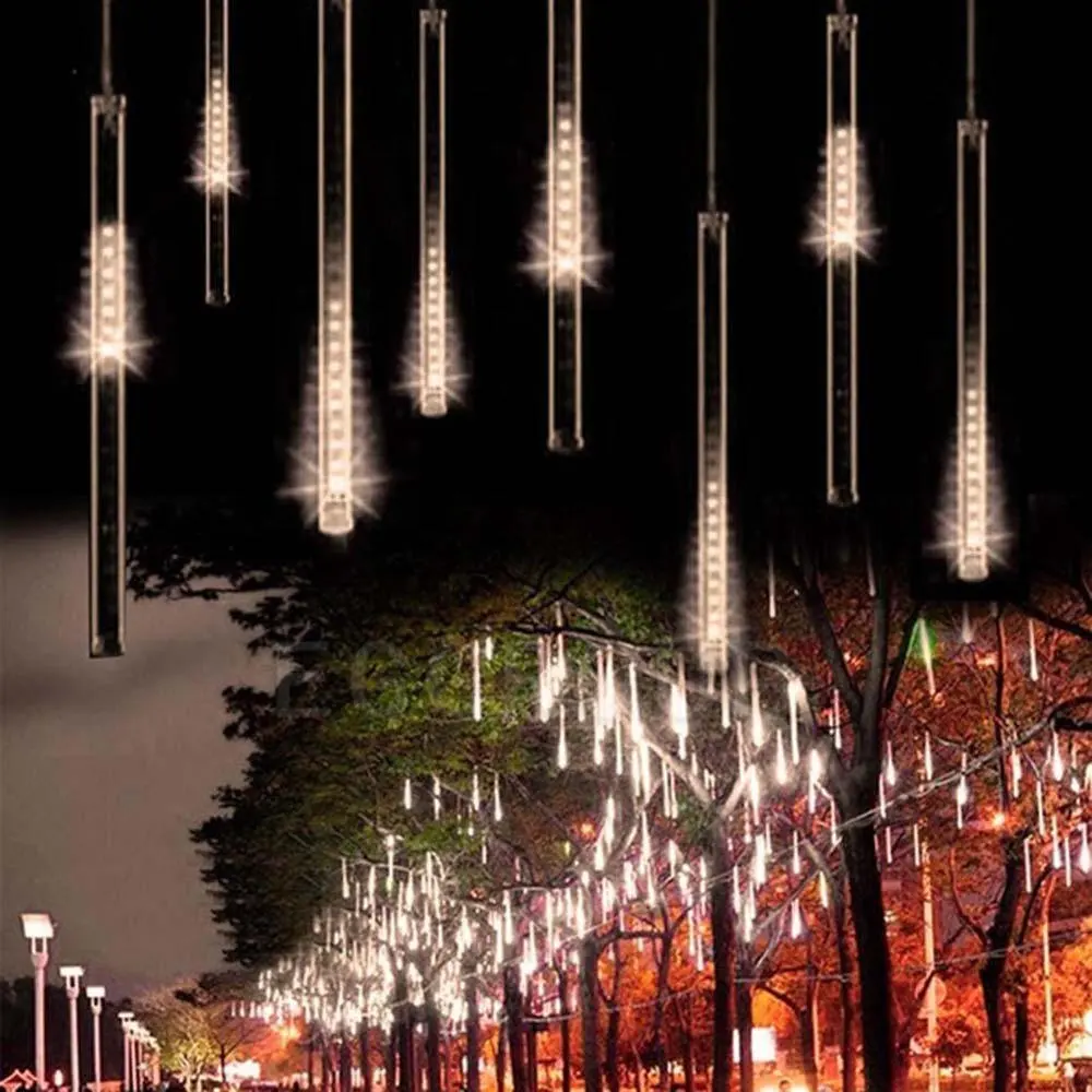 Chuva de Meteoros Luzes da Corda ao ar Livre à Prova Água para o Natal Festa de Casamento Novo Chuva Led Branco Quente d' Decoração Ano 50 cm 13 Ao Ar Livre À Prova D' Água
