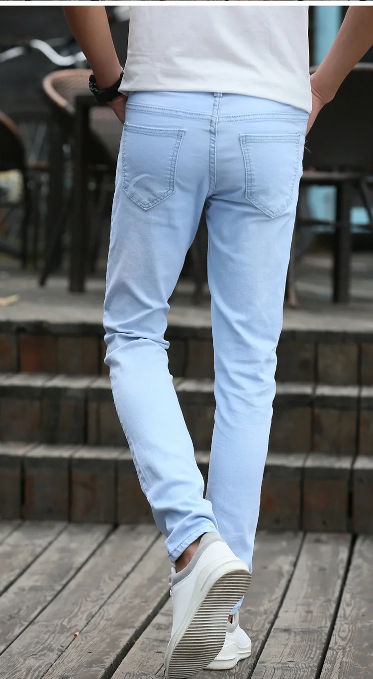 Новые модные мужские джинсы однотонные повседневные Стрейчевые обтягивающие джинсы тренд тонкие мужские эксклюзивные брюки стрейч джинсы мужские 27-36