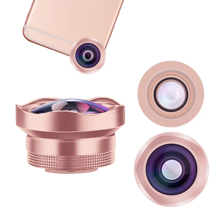 Портативный 4k объектив камеры высокого разрешения 15X макро Lense широкоугольный объектив Профессиональный Универсальный зажим на Объективы для телефона для huawei samsung - Цвет: rose gold