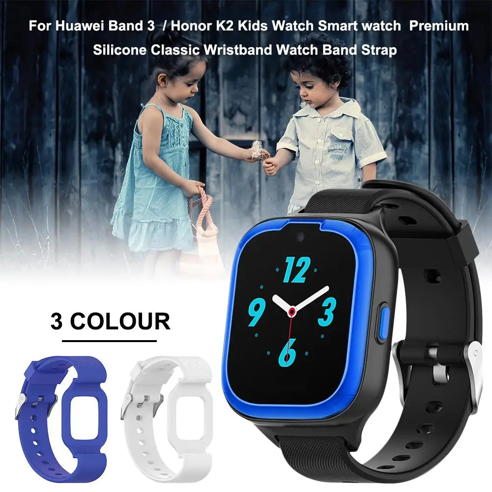 

18MM Solid Color Silicone Replacement Strap for Huawei Smart Bracelet 3 for Kids Wristband for Honor K2