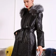 Azzimia Для женщин Зимние теплые пальто Черная парка 3m Thinsulate Подкладка теплая одежда большой серебристого лисьего меховой воротник Большие размеры 4XL 16W-16