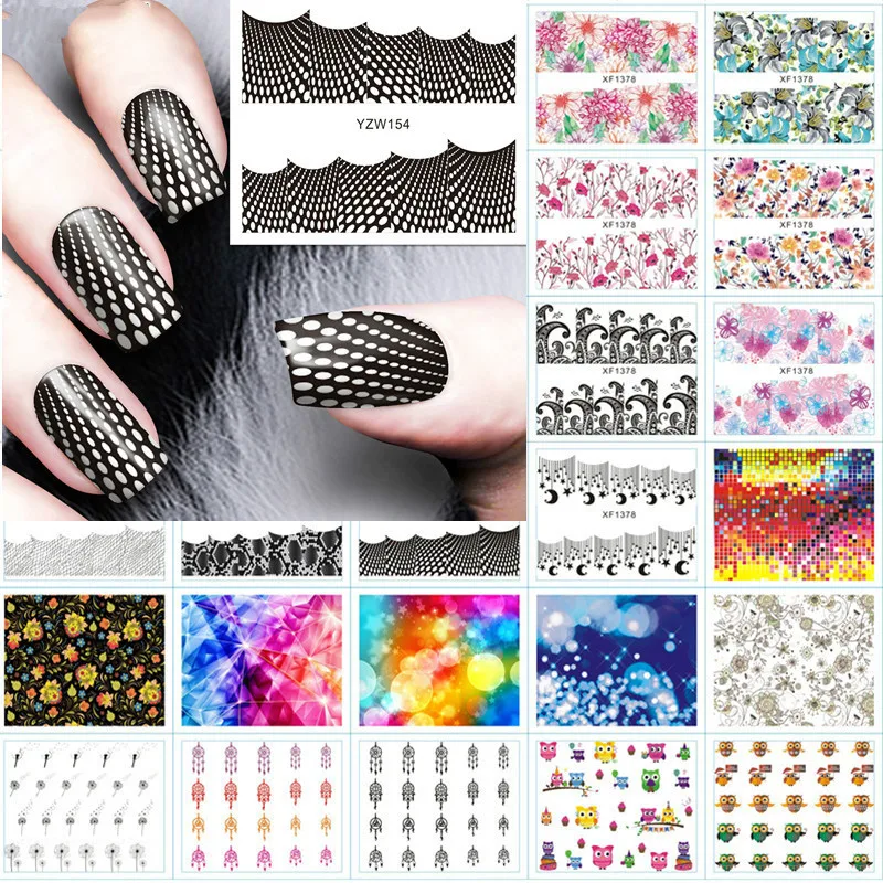 

1Sheet Fantasy Flowers Nail Stickers Sunflower Nail Art Coconut Tree Decals Diy Helianthus Nail Sticker Environmental Protection