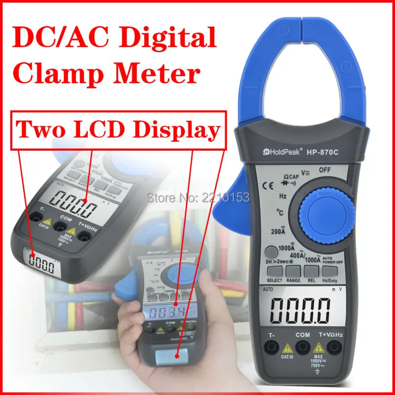 HoldPeak DC/AC Auto Range Digital Clamp Meter Frequency Duty Cycle