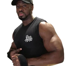 Высокое качество мужские без рукавов майка для фитнеса с О-образным вырезом спортзалы фитнесс slim fit печати хлопковые топы на бретельках Размеры M-2XL черного и белого цвета