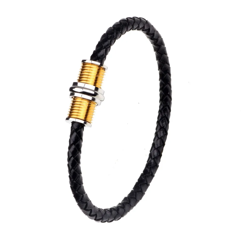 Новый модный браслет из нержавеющей стали с магнитной пряжкой мужской черный