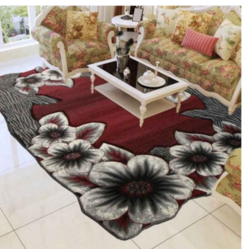 Турция импортные ковры север для Гостиная полипропилен, утолщенной одежды с цветочным принтом нерегулярные ковер для спальни Кофе кухонные коврики