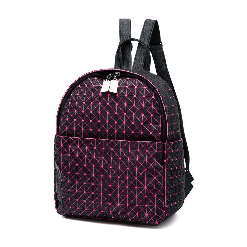 

Luminous Backpack Diamond Lattice Bag Travel Geometric Women Fashion Bag Teenage Girl School Noctilucent Backpack