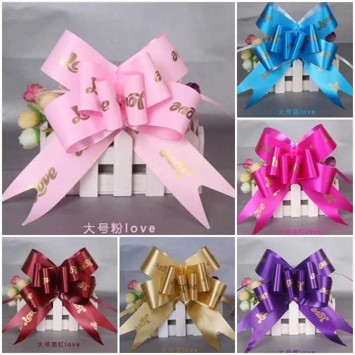 

50Pcs Large Size 4.5cm Width DIY Love Pull Bow Ribbons Christmas Gift Packing Ribbons Flower Bows Wedding Car Room Decoration