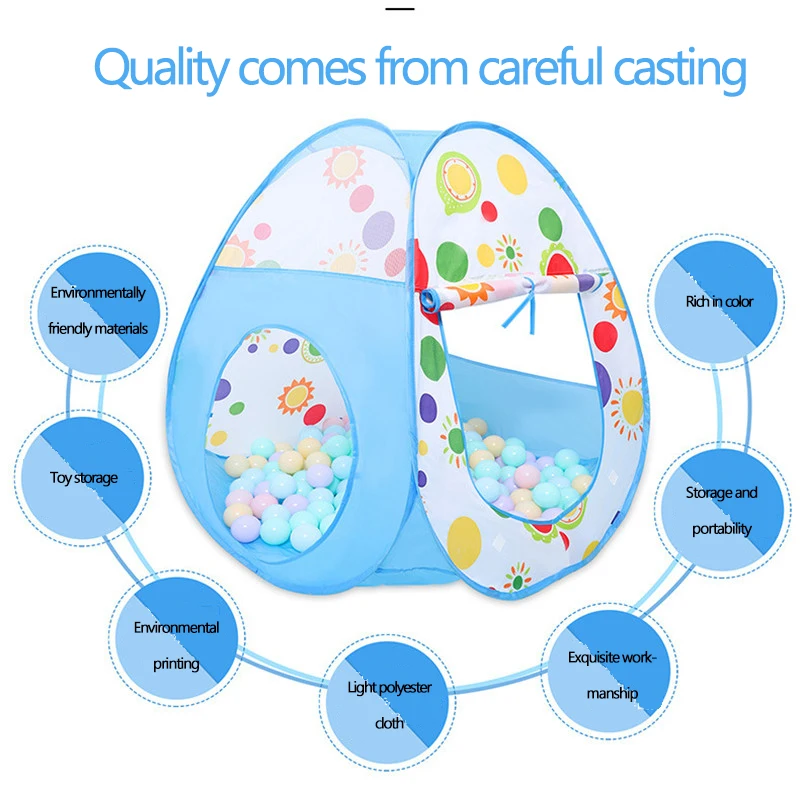 Детская портативная палатка, складывающаяся в помещении, синяя волна, морской шар, палатка, туннель, домашняя детская забор, метательный баскетбольный бассейн
