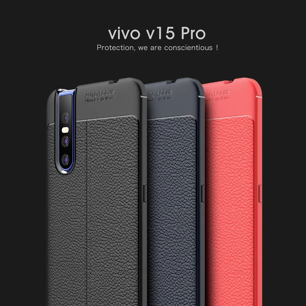 For VIVO V15 Pro Case VIVO V15 Pro Cover Litchi Pattern Silicone TPU
