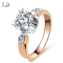 Free Shipping Accessories Rose 585 Gold Color Wedding Ring Crowns New Arrival Round White Crystals Wholesale Rings Women kr015