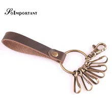 Винтаж ключница Пояса из натуральной кожи Key Holder женский Crazy Horse Для женщин Ключи держатель ключей организатор брелок с удобным и молния