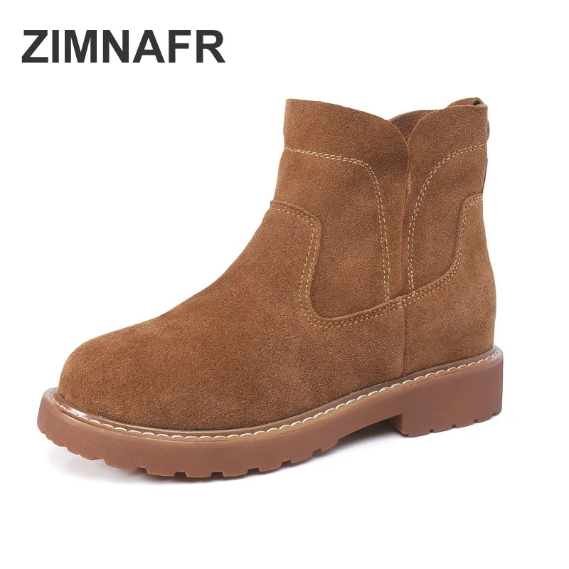 

Women brand snow boots 2018 new Martin boots female retro autumn ankle boots genuine leather winter boots women shoes