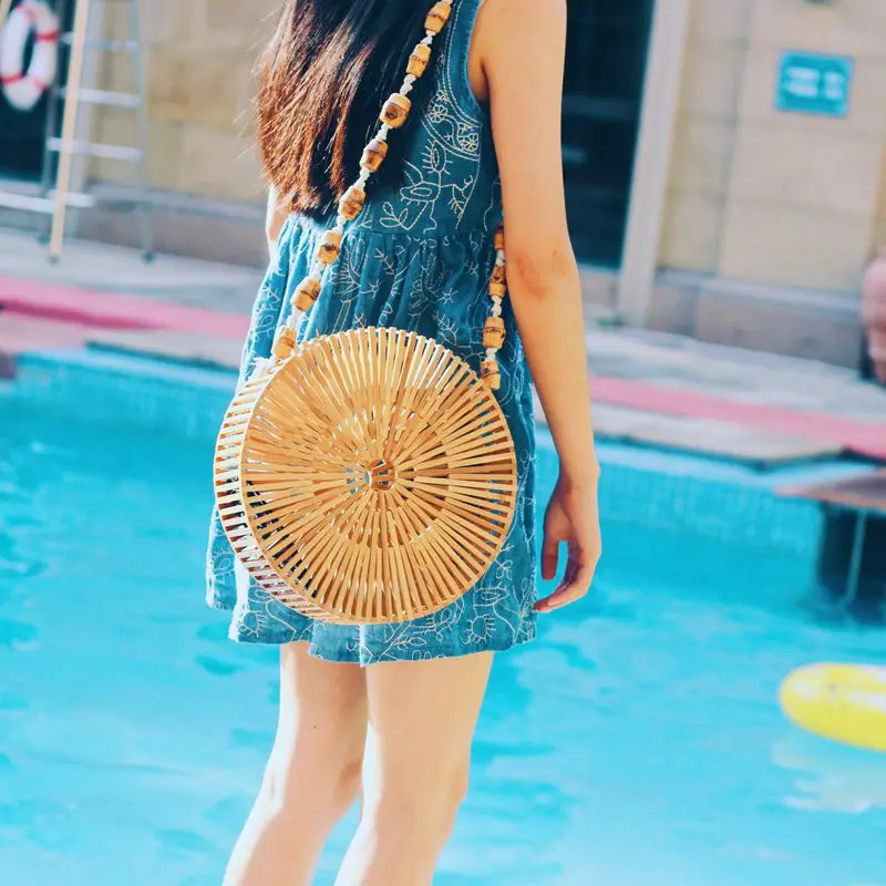 

Straw Bags circle Rattan Bag Beach bag WomenBohemian Bali Handbag Summer 2018 Handmade Crossbody leather shoulder Popular