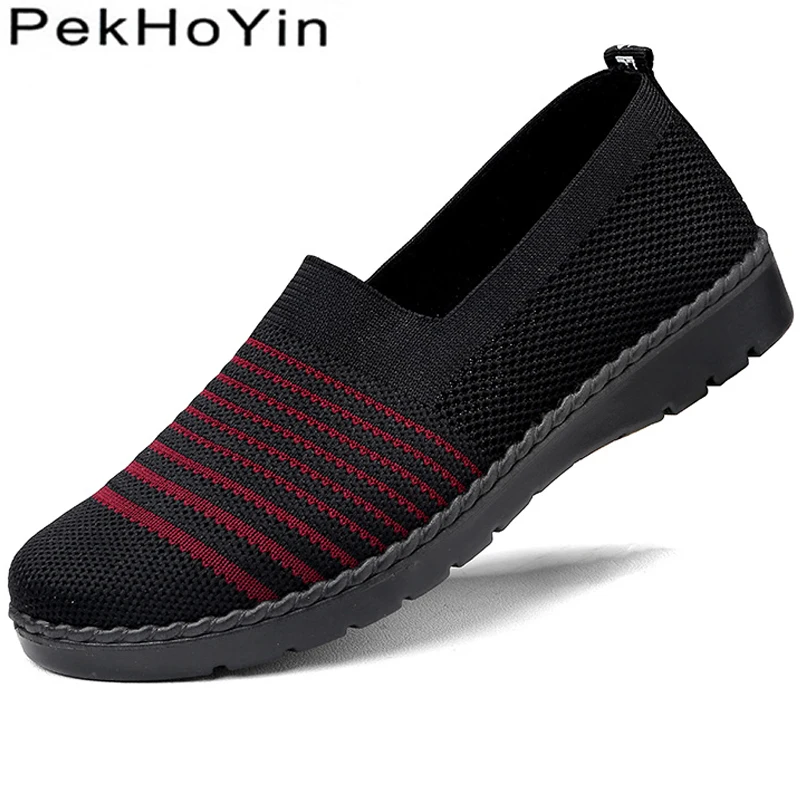 

2019 New Fashion Light Weight Women Flats Shoes Black Zapatos Mujer Breathable Female Walking Shoes Outdoor Women Casual Shoes