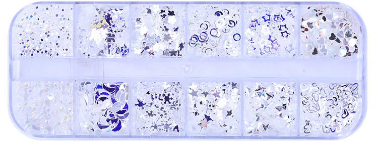 14 абзац ногтей украшения ультра-тонкий Любовь Сердце/звезда/Русалка Блестки 12 цветов DIY ногтей украшения - Цвет: 09