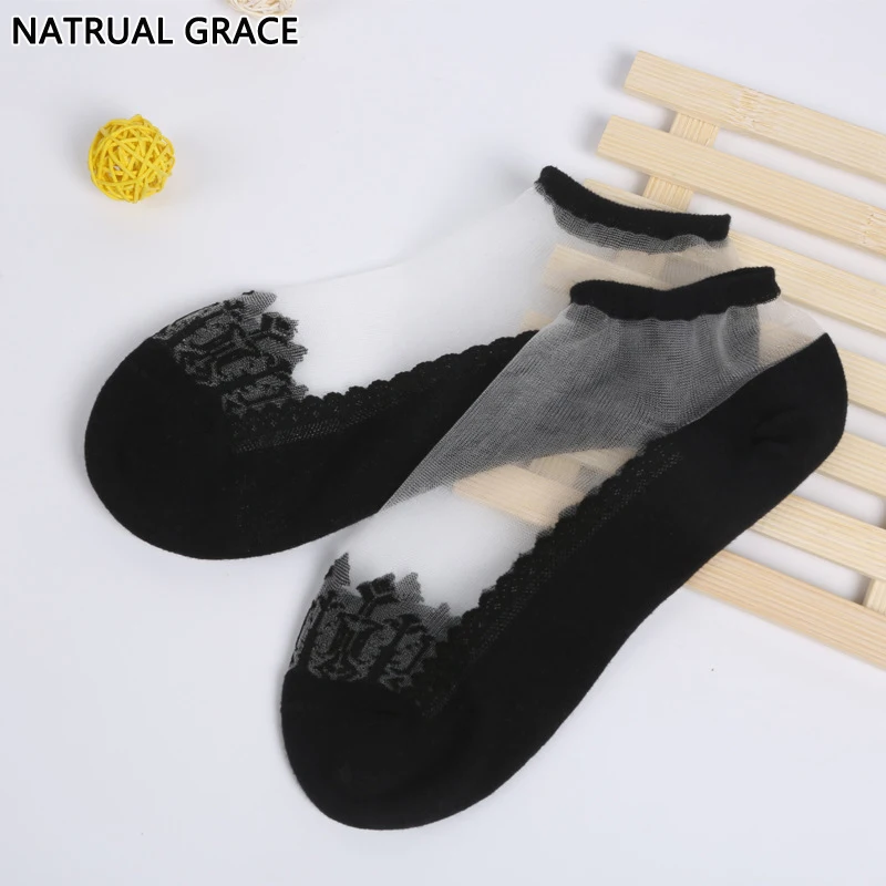 3 Pairs font b Sock b font font b Slipper b font Lace Material Anti skidding