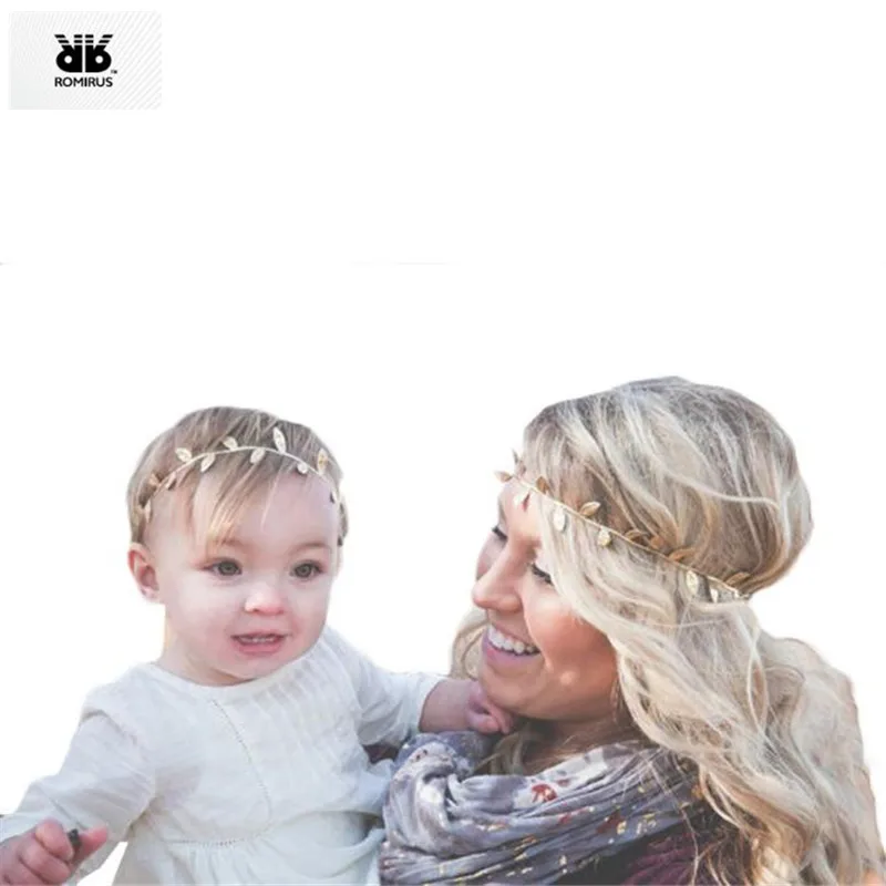 ROMIRUS/2 шт. мать повязка для дочери для новорожденных упругий обод для новорожденных, аксессуары, ленты для волос цвета: золотистый, серебристый diademas para mujer