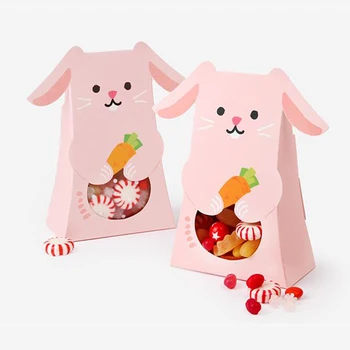 

500pcs Pink Cute Cat Animal Paper Candy Box Birthday Party Decoration Kids Paper Gift Chocolate Box With Window Party Favor
