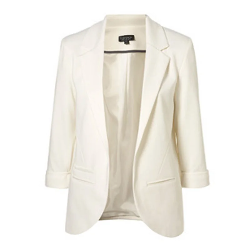 

Autumn Women 7 Colors Slim Three Quarter Blazer Jackets Notched Office Work Open Front Blazer Outfits Candy Color Coats