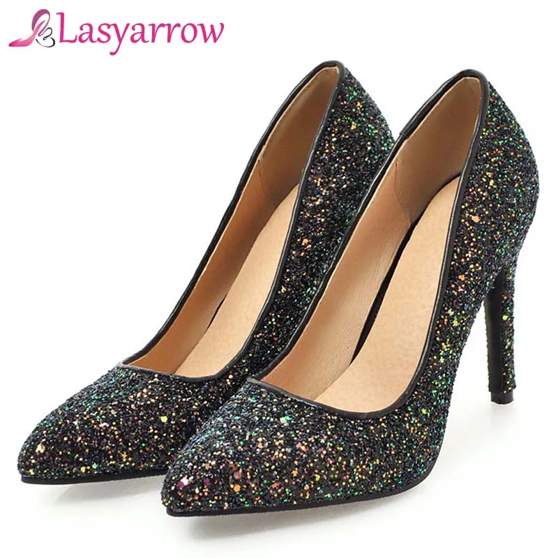 Lasyarrow Brand Shoes Woman Shallow Mouth Pointed Toe High Stilettos Heels Women's Pumps Black White Size 34-43 Dress Shoe RM657