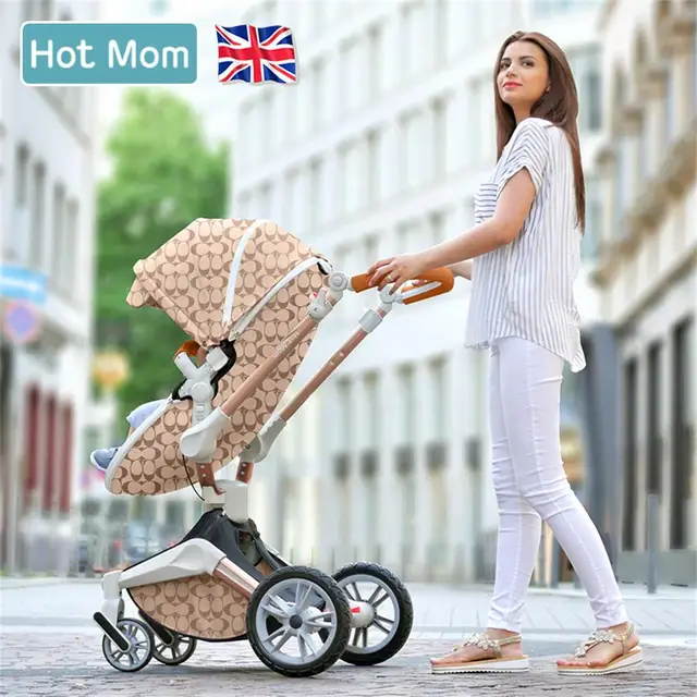 Gratis verzending Hot Mom 2 in 1 Luxe Kinderwagen twee-weg Pasgeboren vervoer Hoge Landschap Baby Kinderwagen Licht folding PU Materiaal 1