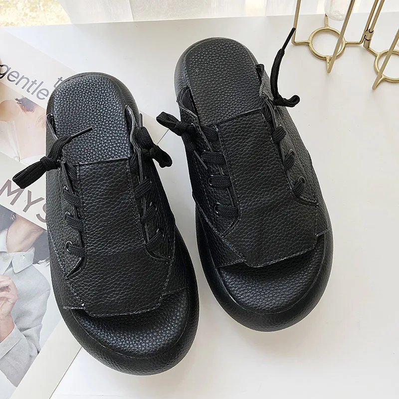 2019 Летняя женская обувь тапочки на платформе женские пляжные сланцы высоком