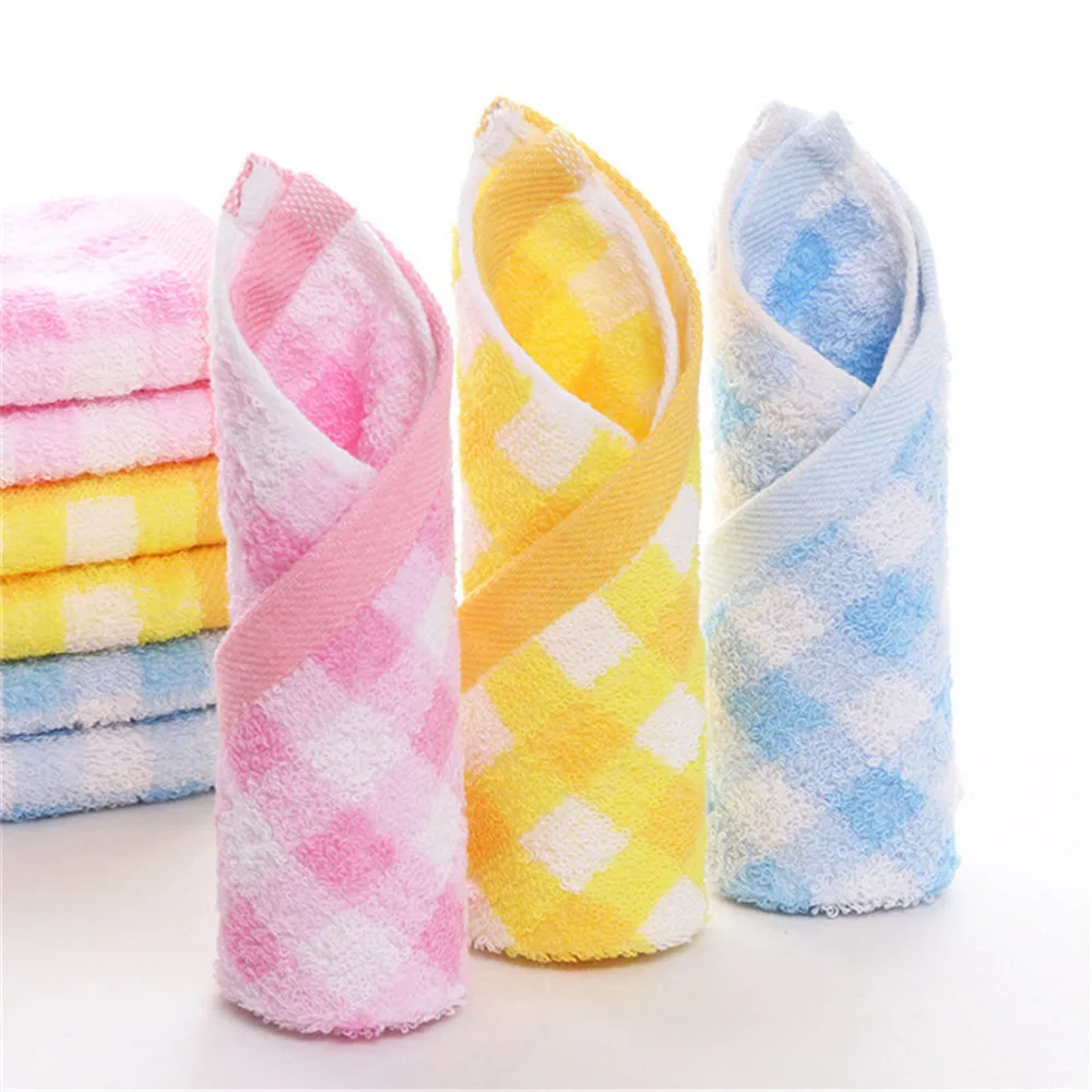 2pcs Soft Cotton 25*25cm Cotton Square Towels Comfortable Lattice Super