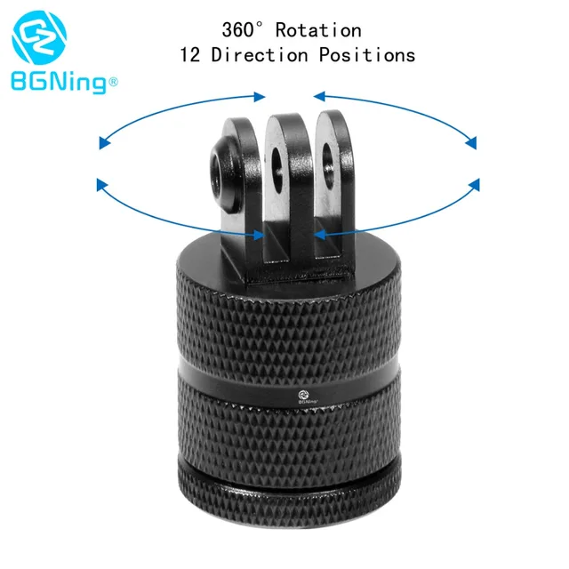 US $3.33 CNC 360Degree Rotatable Tripod Connector 1/4 Base Mount Adapter for GoPro Hero 3+ 4 5 Session 6 7 Y