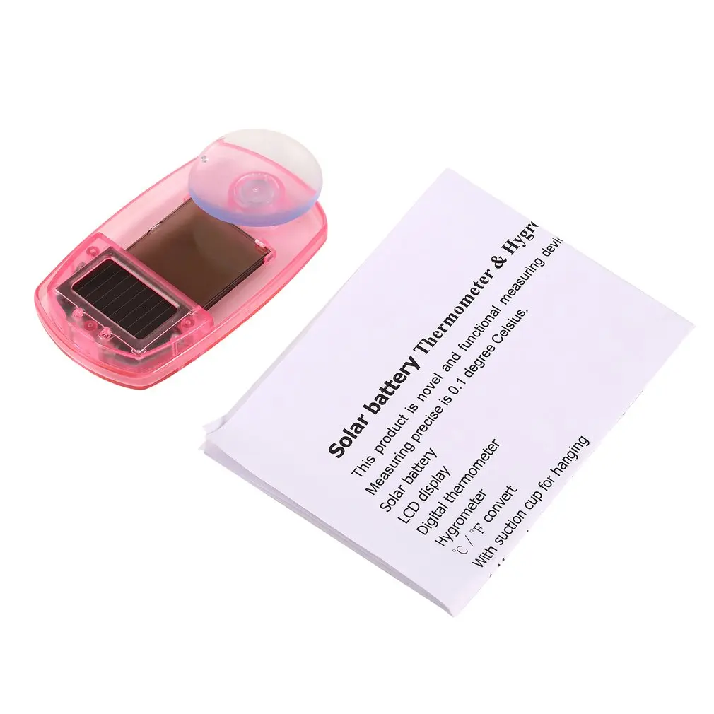 

Mini Sucker Type Solar Thermometer Hygrometer Temperature Humidity Meter Detector Transparent LCD Digital Display