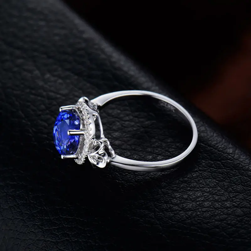 Ювелирные изделия Овальный 7x8 мм натуральный танзанит кольцо обручальное кольцо из 18Kt белого золота R581