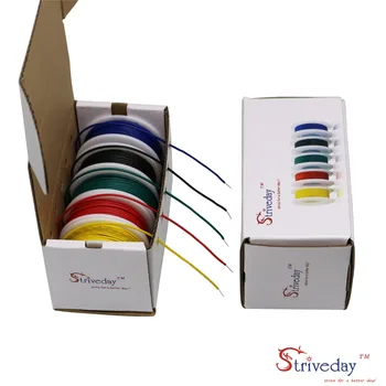 

UL 1007 26AWG 50m/box Cable line PCB Wire Tinned copper 5 color Mix Solid Wires Kit Electrical Wire DIY