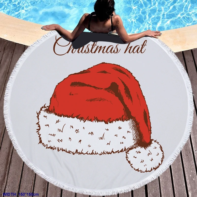1 шт. 150*150 см DIY полотенце Merry Christmas микрофибра и кисточка полотенце с принтом используется для пикника Рождество пляж полотенце catoon