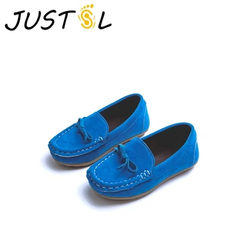 

JUSTSL 2017 summer children's peas shoes girls boys solid casual non-slip shoes kids cow muscle shoes size 21-36