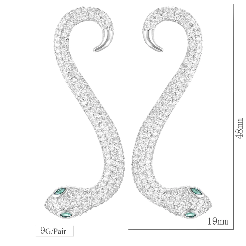 Уникальный Ползучая змея Форма ААА полный серьги с цирконием кубической огранки для Для женщин девочек вечерние носить