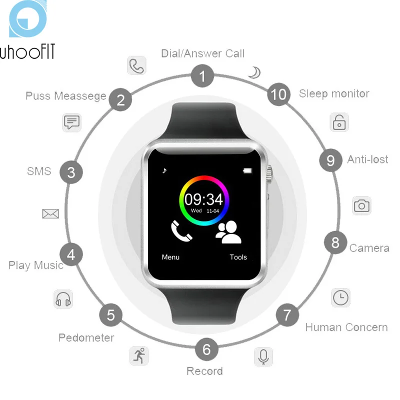 Детские Bluetooth Смарт-часы для мужчин с камерой Facebook Whatsapp Twitter Синхронизация SMS Smartwatch поддержка SIM TF карты для Android PK A1