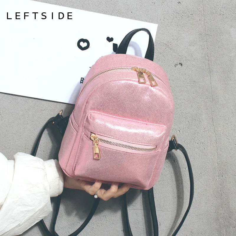 

LEFTSIDE 2018 Mini Backpack Travel Women Glossy Backpacks Small Back Pack For Teenagers Girls Female Bagpack Drop Shipping