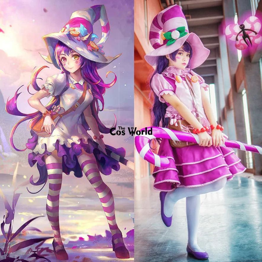 

LOL The Candy Sorceress Lulu Maid Apron Dress Uniform Outfit Games Cosplay Costumes