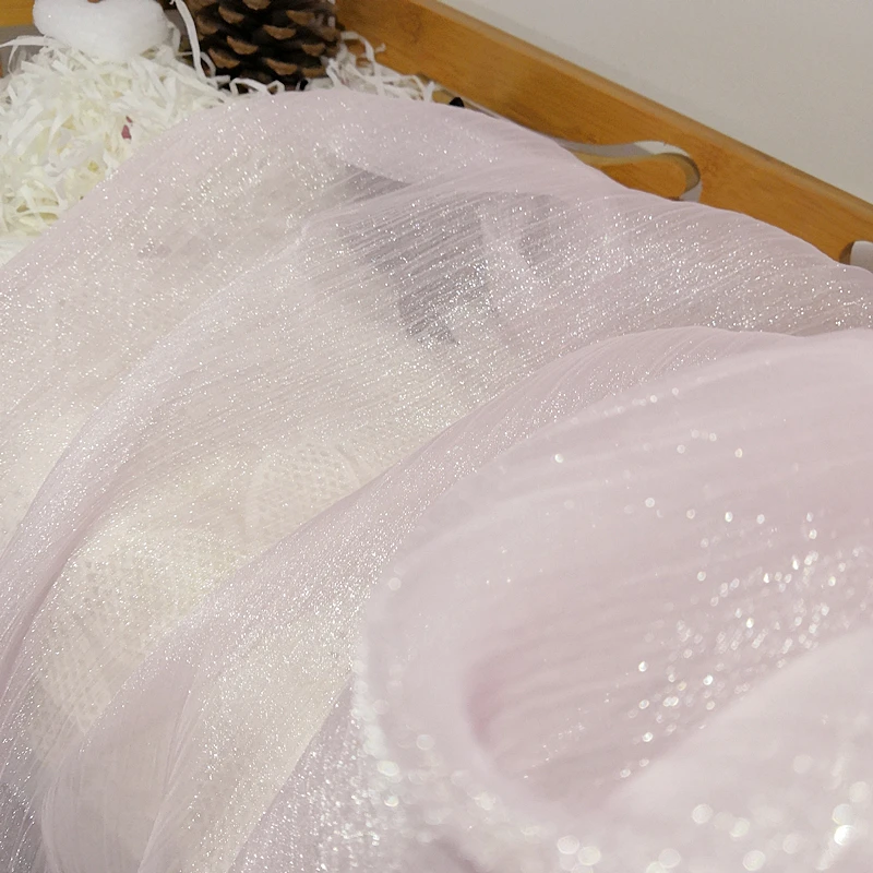 Блестящая креповая ткань органза серебряный шелк морщинка мягкая Hanfu с большими рукавами ткань для рубашек юбок