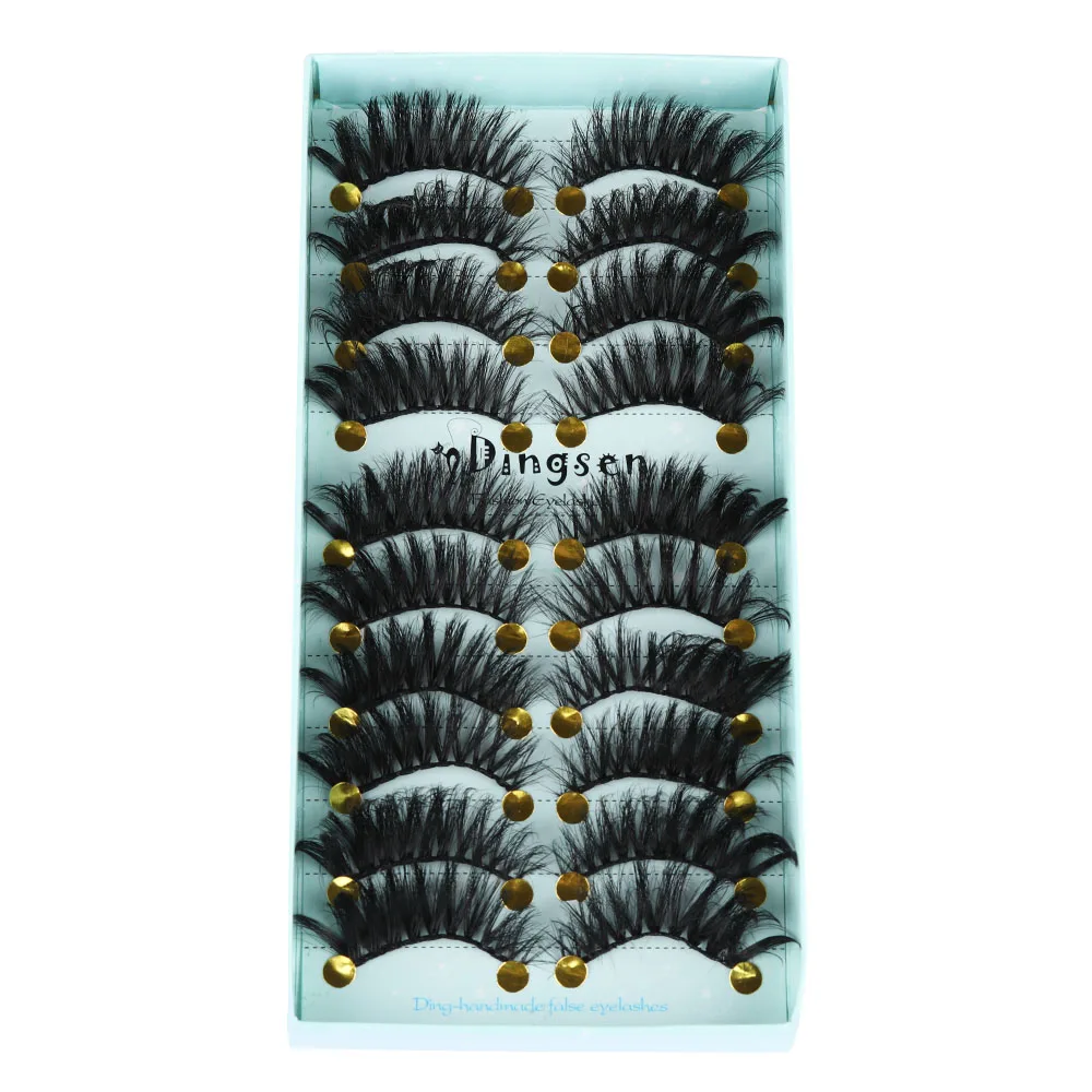 10 пар натуральные длинные накладные ресницы 3D Искусственные норковые волосы Накладные ресницы ручной работы накладные ресницы крест - Цвет: 10