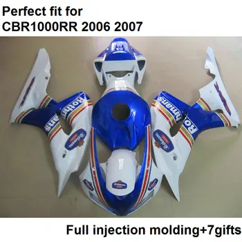 

New motorcycle fairing kit for Honda injection CBR1000RR 2006 2007 blue white plastic fairings set CBR 1000RR 06 07 NV04