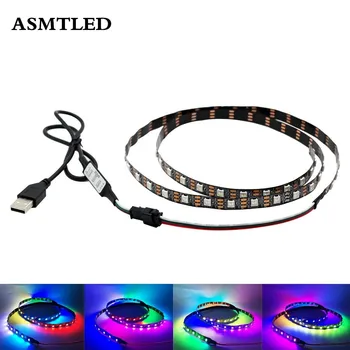 

USB Mini 3key Pixel LED Strip Light DC5V WS2812B Smart Individual Addressable 30/60 pixels/leds/m Black PCB,WS2812 IC,IP30/IP65