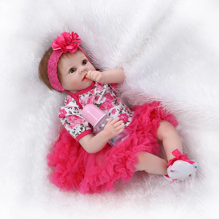 NPKCOLLECTION Hair Rooted Realistic Reborn Baby Dolls Soft Silicone 22