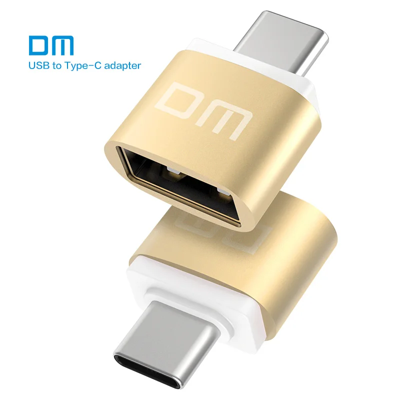 

Free shipping DM Type-C Adapter golden USB C Male to USB2.0 Femail USB OTG converter for devices with typec interface