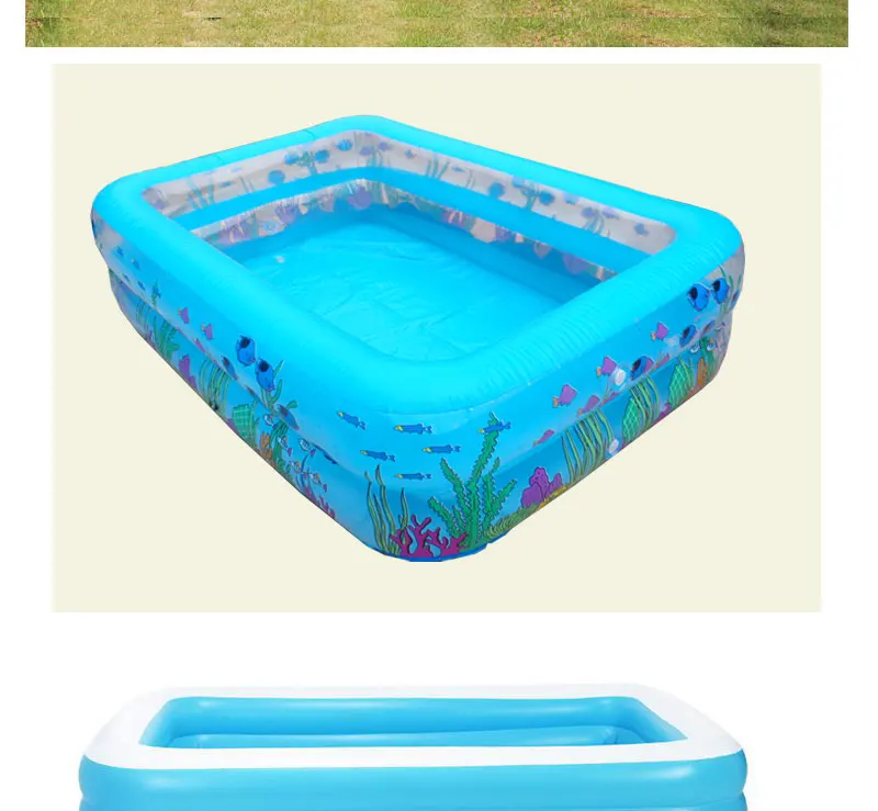 Intime надувной детский бассейн-семейный и детский надувной прямоугольный бассейн синий с принтом