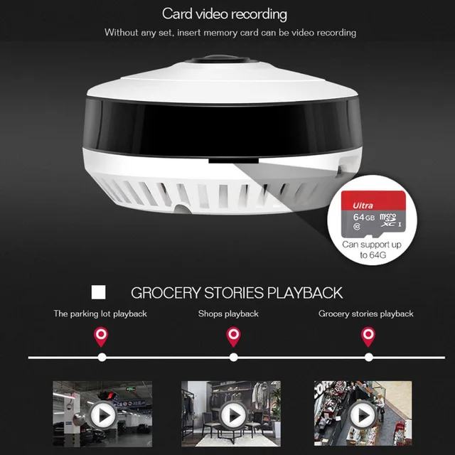 VR13 Wireless HD FishEye IP WiFi Panoramic Camera 960P 360 Degree 1.3MP Security 3