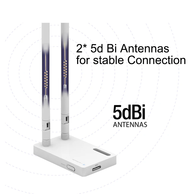 TOTOLINK A2000UA AC1200 двухдиапазонный беспроводной Wi Fi USB адаптер с 2 * 5dBi внешняя антенна