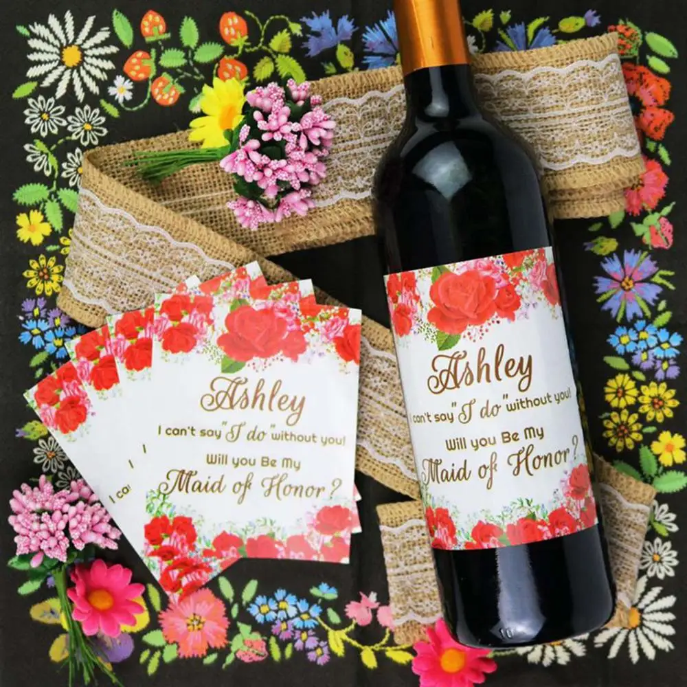 

5pcs/lot Wine Bottle Label Sticker Wedding Decoration Wine Labels Bridesmaid Proposal Label Gift Bridesmaid Sticker for Wedding