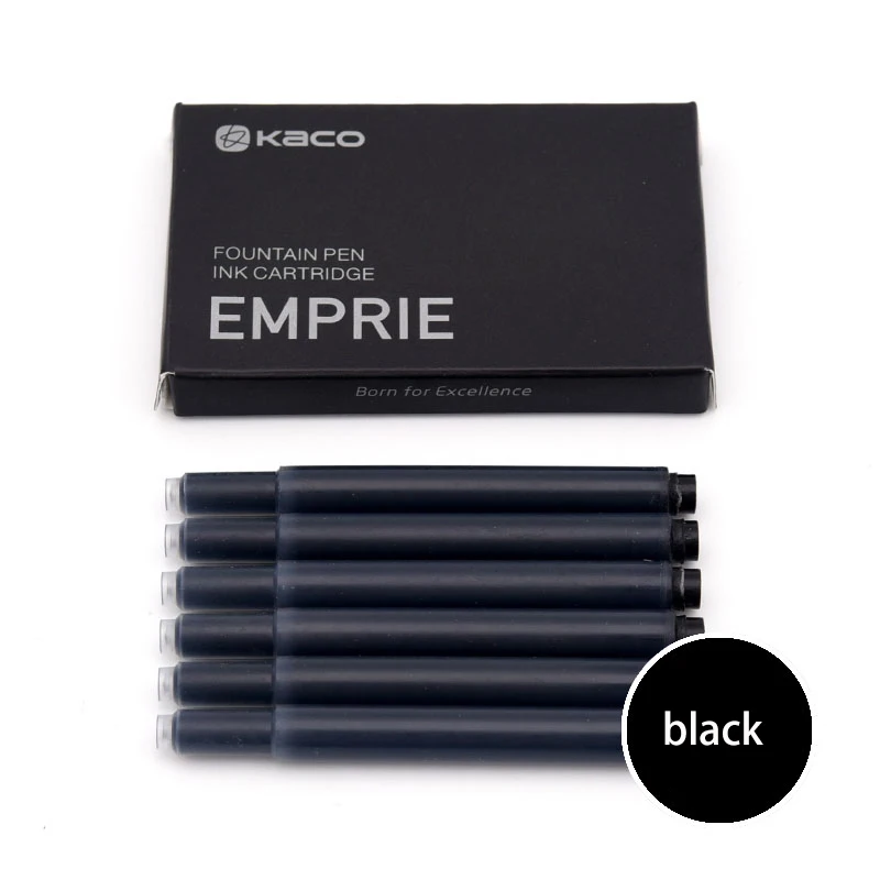 Kaco 6 шт. длинный чернильный картридж большой емкости черный синий темно-синий красный перьевая ручка чернильные картриджи 1 коробка офисные принадлежности